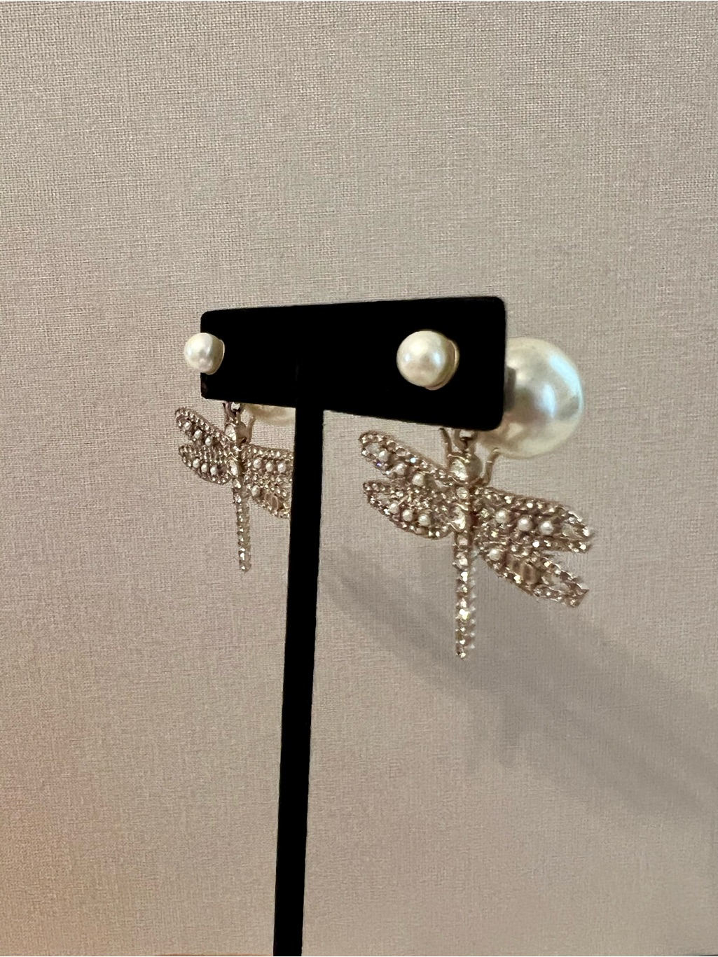 Dior Pearl And Gold Dragonfly Earrings